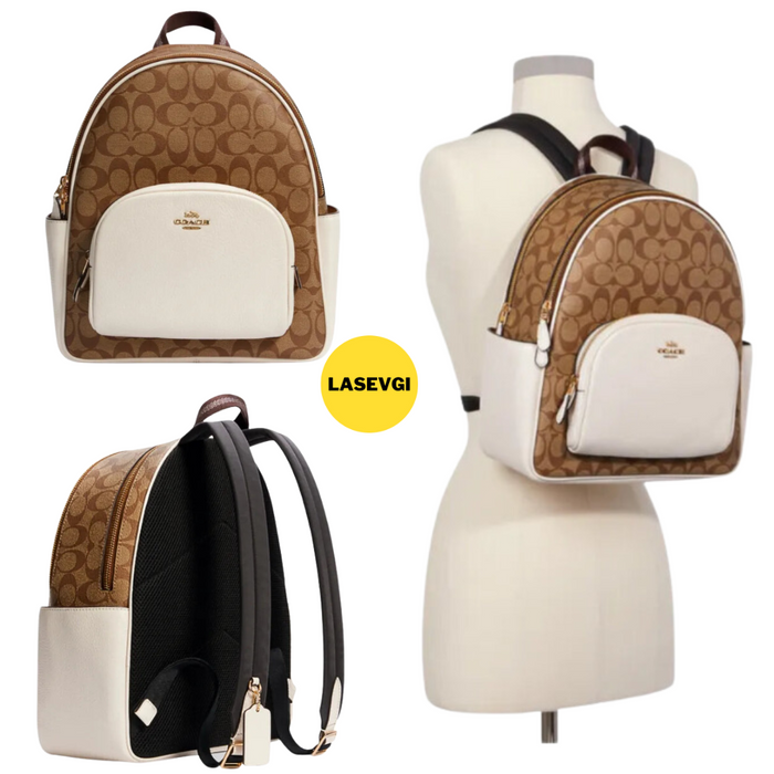 COACH Court Backpack In Signature Canvas - Khaki/Chalk