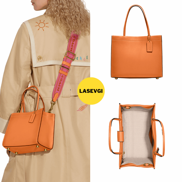 Orange top coach tote