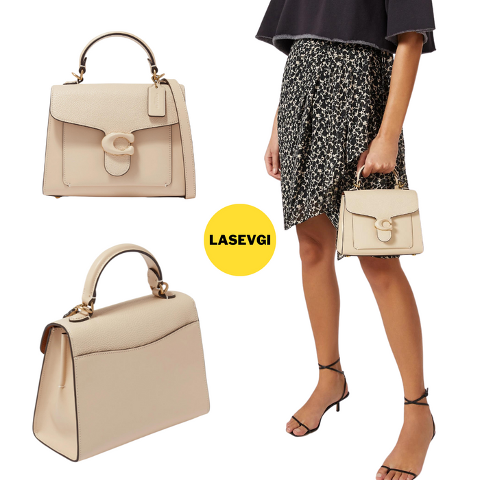 COACH Tabby Top Handle 20 Bag in Pebble Leather Chalk C0773