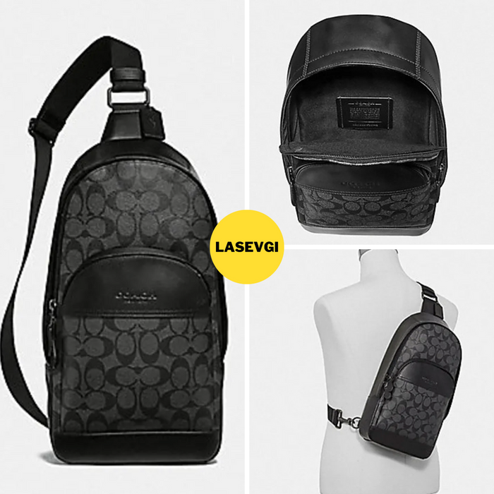 coach backpack charles COACH Charles Pack in signature canvas in Black F39942 — www.lasevgi.com