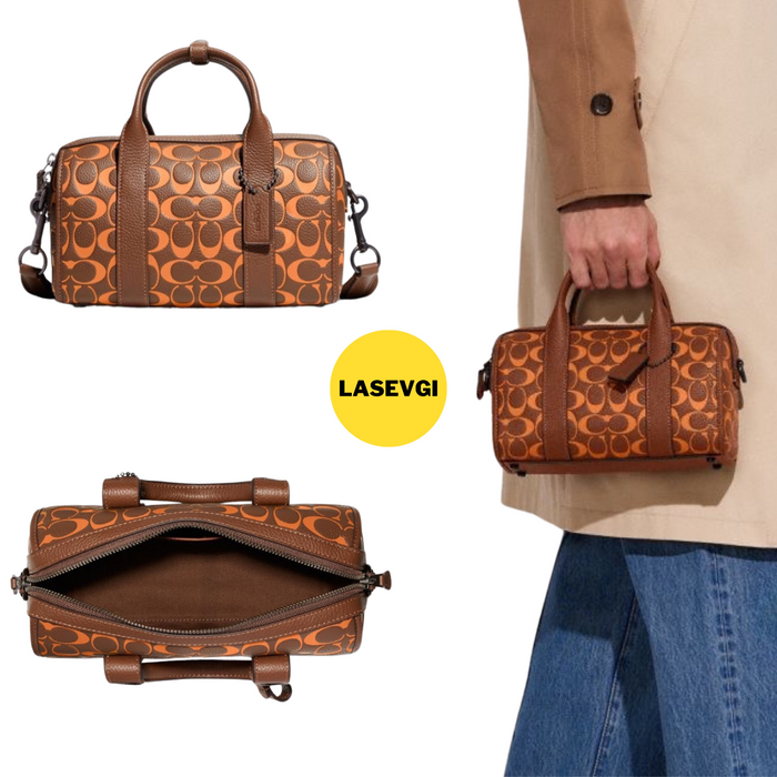 COACH Gotham Duffle 24 in Signature Leather Orange CA185