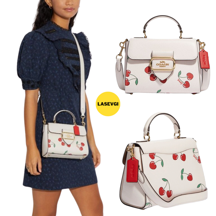 COACH Morgan Top Handle Satchel with Heart Cherry Print  CF419