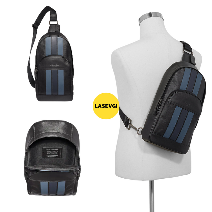 COACH Houston Pack with Varsity Stripe Midnight Navy F49318