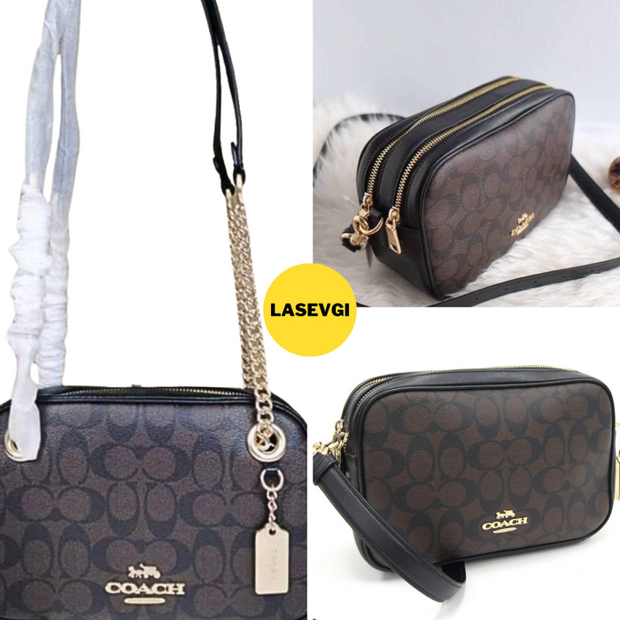 COACH Cammie Chain Crossbody in Signature Canvas Brown Black - C8149