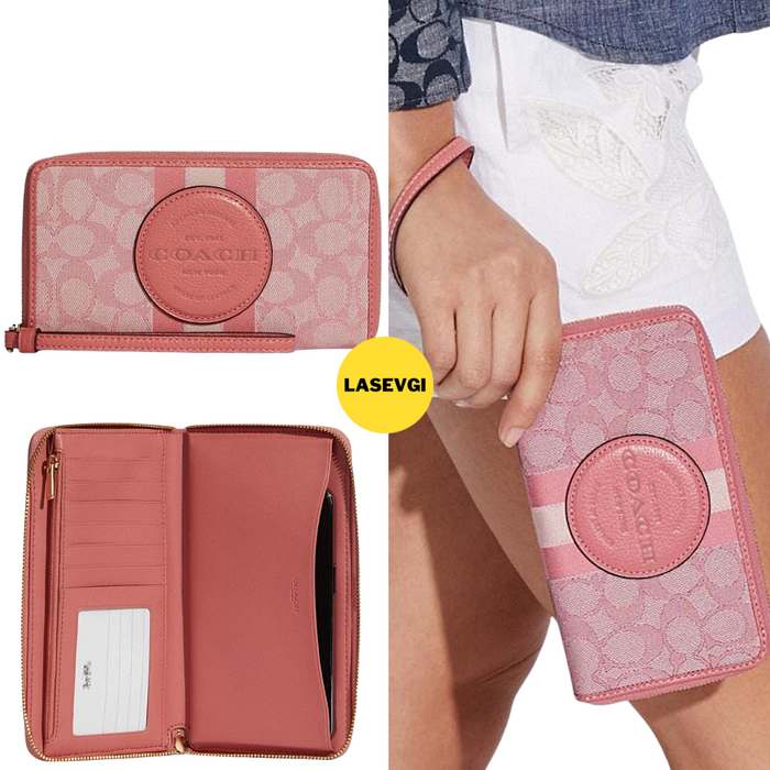 COACH Dempsey Large Phone Wallet-Pink/Taffy