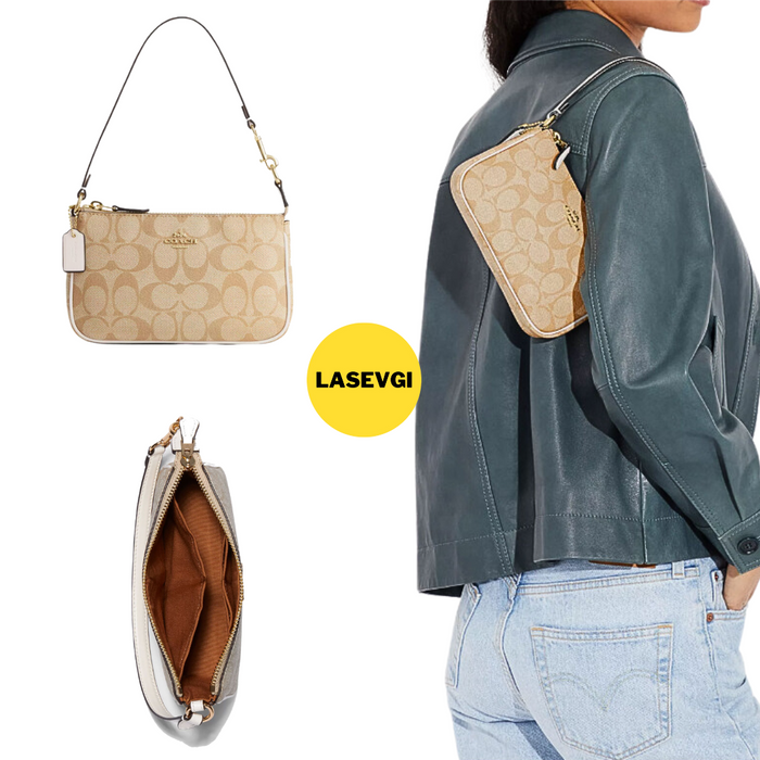 COACH Nolita 19 in Signature Canvas Khaki White