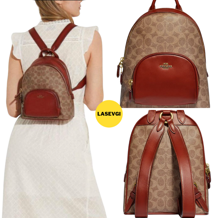 coach backpack tan COACH Carrie Backpack 23 In Signature Canvas