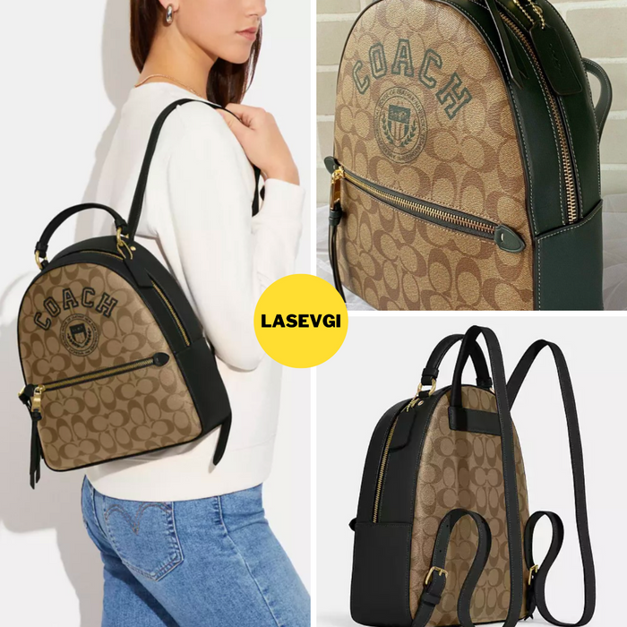 COACH Jordyn Backpack In Signature Canvas With Varsity Motif Green