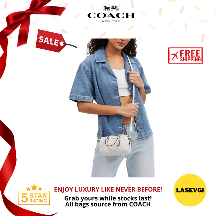 COACH Mini Rowan Crossbody in Signature leather Chalk CS183