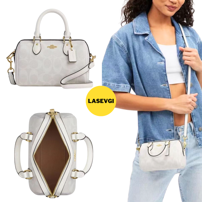 COACH Mini Rowan Crossbody in Signature leather Chalk CS183