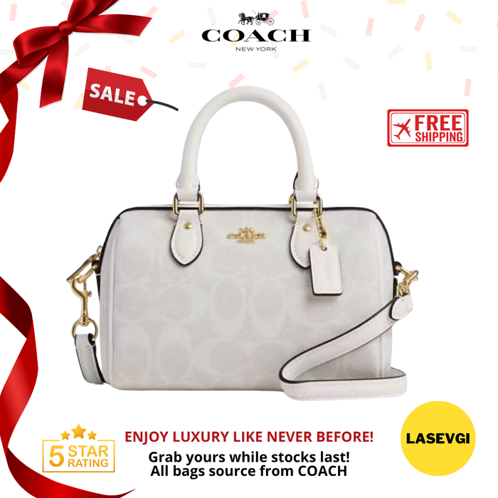 COACH Mini Rowan Crossbody in Signature leather Chalk CS183
