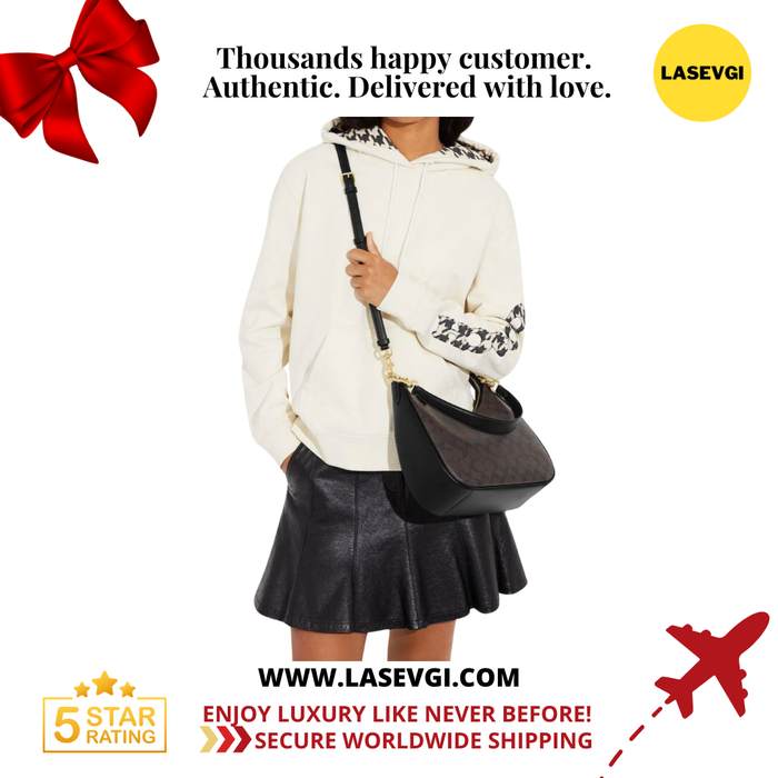 COACH Teri Hobo In Signature Brown Black CK161 