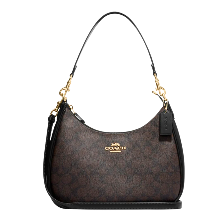 COACH Teri Hobo In Signature Brown Black CK161 
