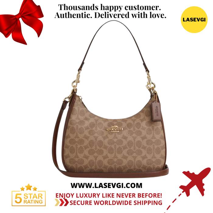 COACH Teri Hobo In Signature Saddle Brown CK161