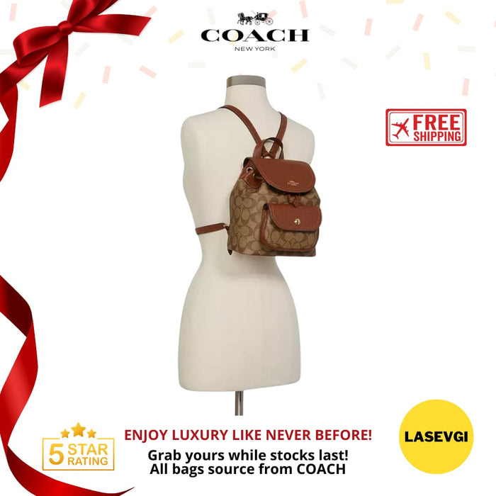 COACH Pennie Backpack 22 in Signature Canvas Brown C4120-www.lasevgi.com