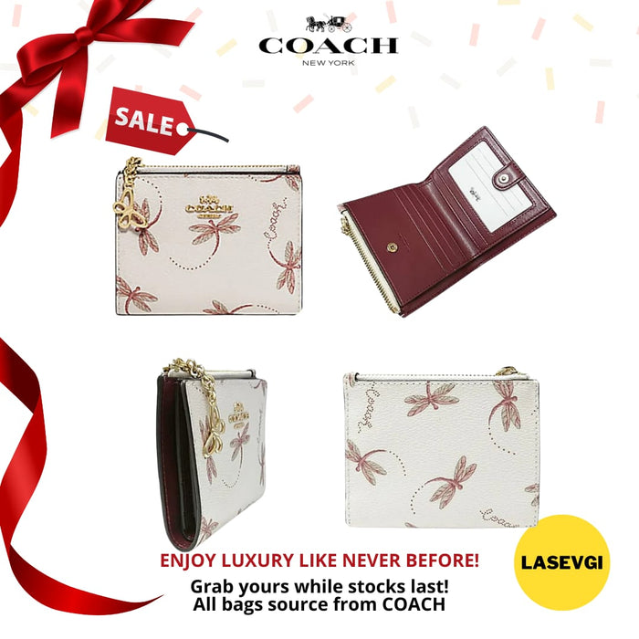 COACH Snap Card Case Wallet with Dragonfly Print F76879