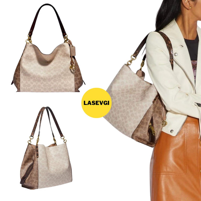 COACH Dalton 31 in Blocked Signature canvas with Snakeskin detail 89077