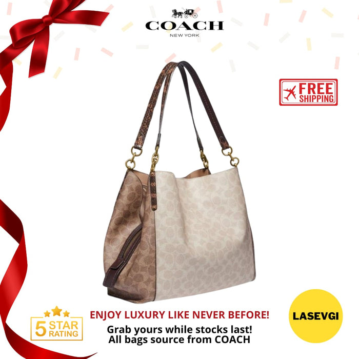 COACH Dalton 31 in Blocked Signature canvas with Snakeskin detail 89077