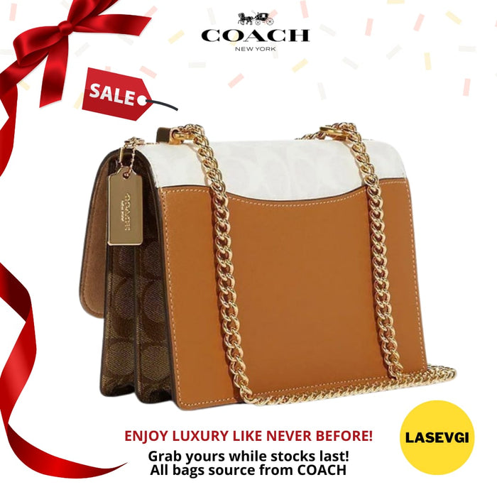 COACH Klare Crossbody in Blocked Signature Canvas Glacier White Multi CA148