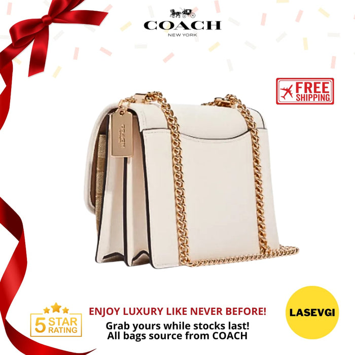 COACH Klare Crossbody in Signature Canvas with Floral Embroidery in Chalk C9230