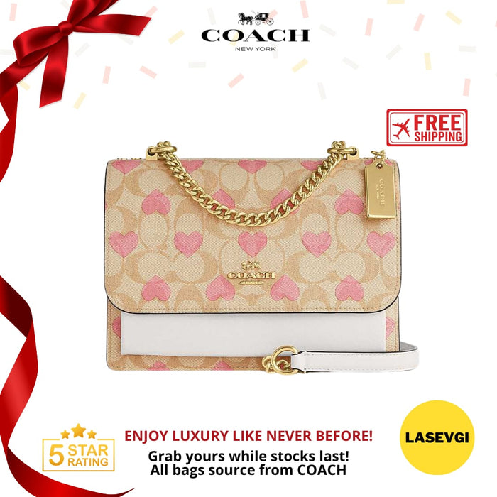 COACH Klare Crossbody in Signature Canvas with Heart Print CP059