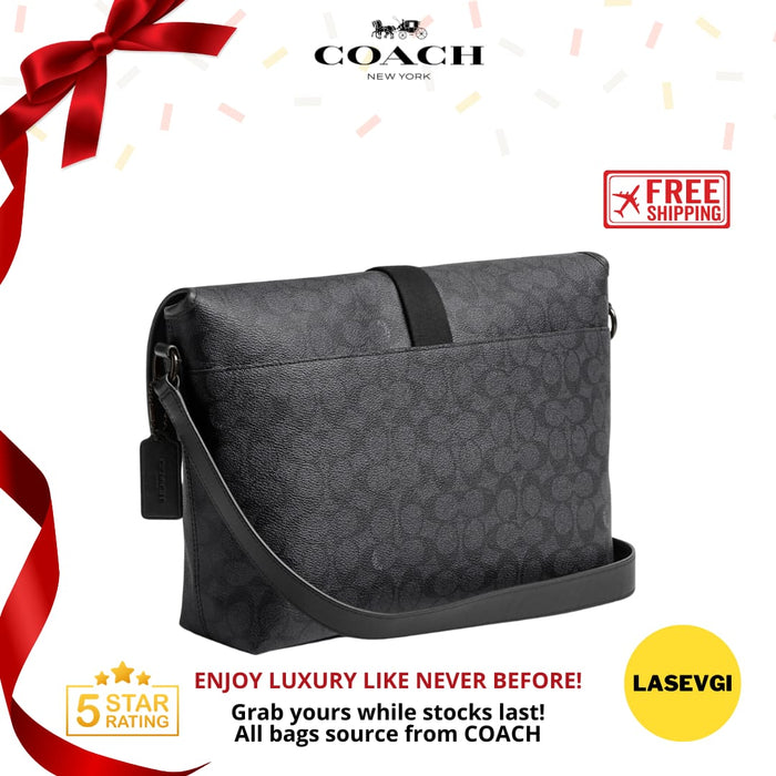 COACH Beck Messenger Signature Canvas in Black CM377