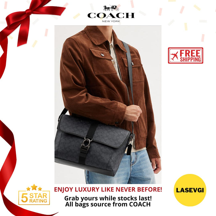 COACH Beck Messenger Signature Canvas in Black CM377