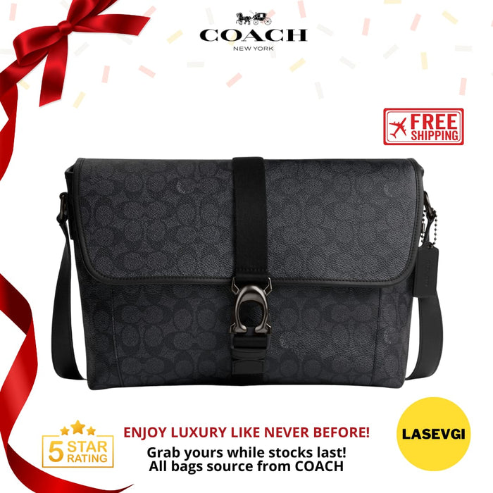 COACH Beck Messenger Signature Canvas in Black CM377