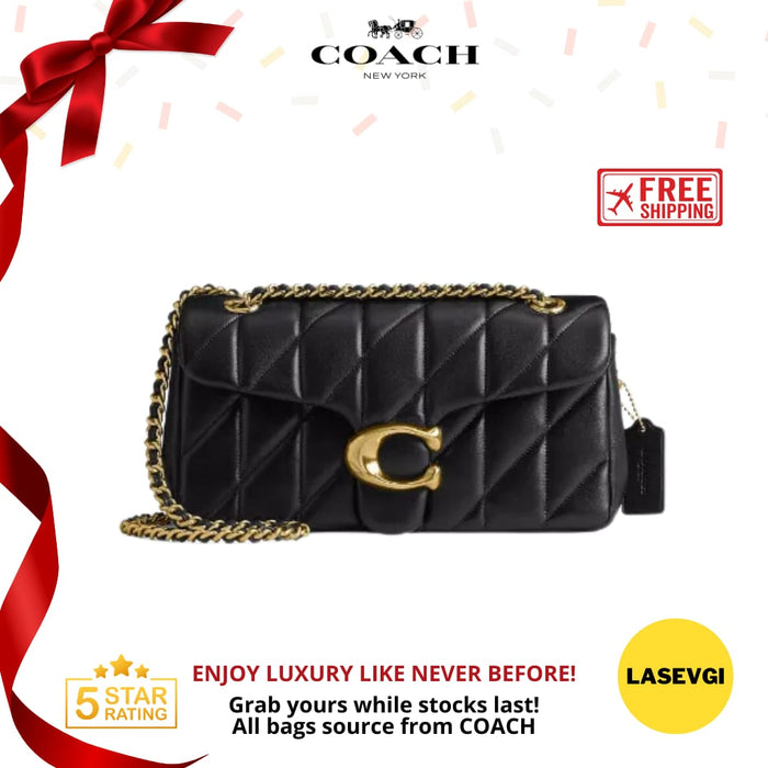 COACH Tabby Shoulder Bag 26 with Quilting in Black and Gold