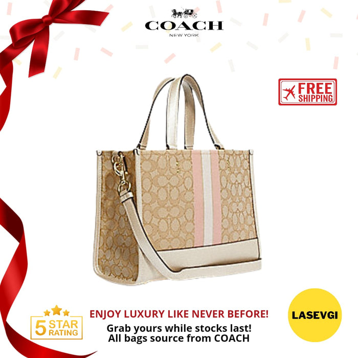 Dempsey Carryall In Signature Jacquard With Stripe And Coach Patch In Soft Gold CE984