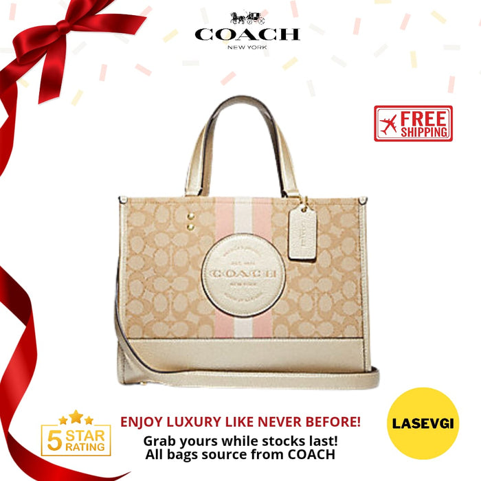 Dempsey Carryall In Signature Jacquard With Stripe And Coach Patch In Soft Gold CE984