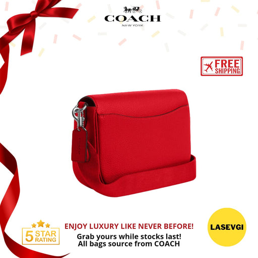 COACH Amelia Saddle Bag in Bright Poppy Red CP107