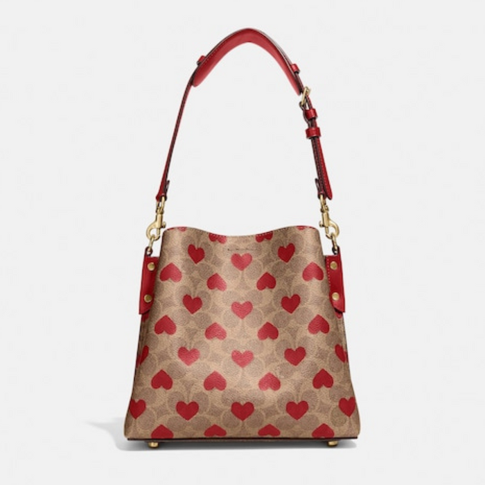 Coach Willow Bucket Bag in Signature Canvas with Heart Print