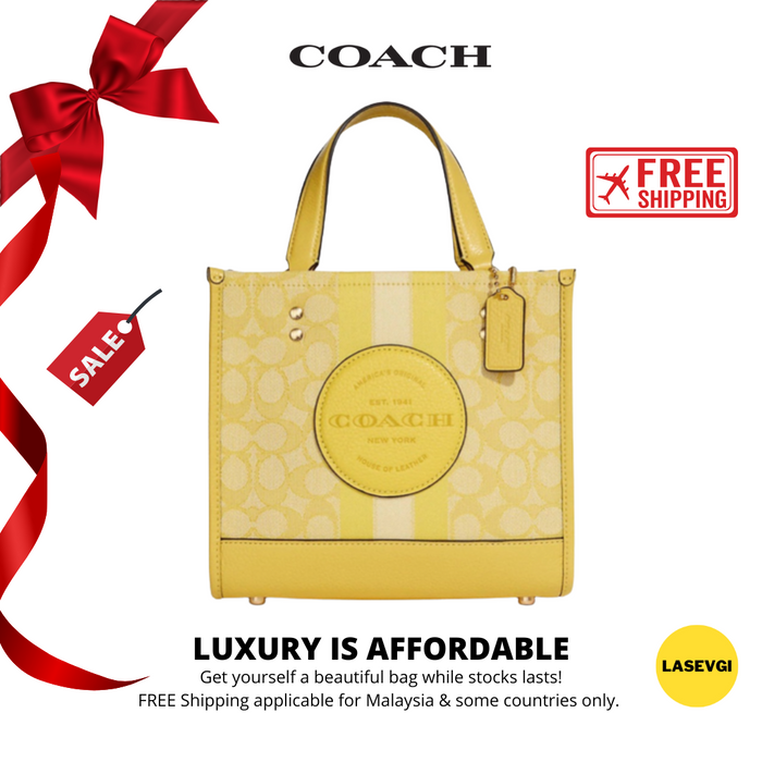 Dempsey Tote 22 In Signature Jacquard With Stripe and COACH Patch/Yellow