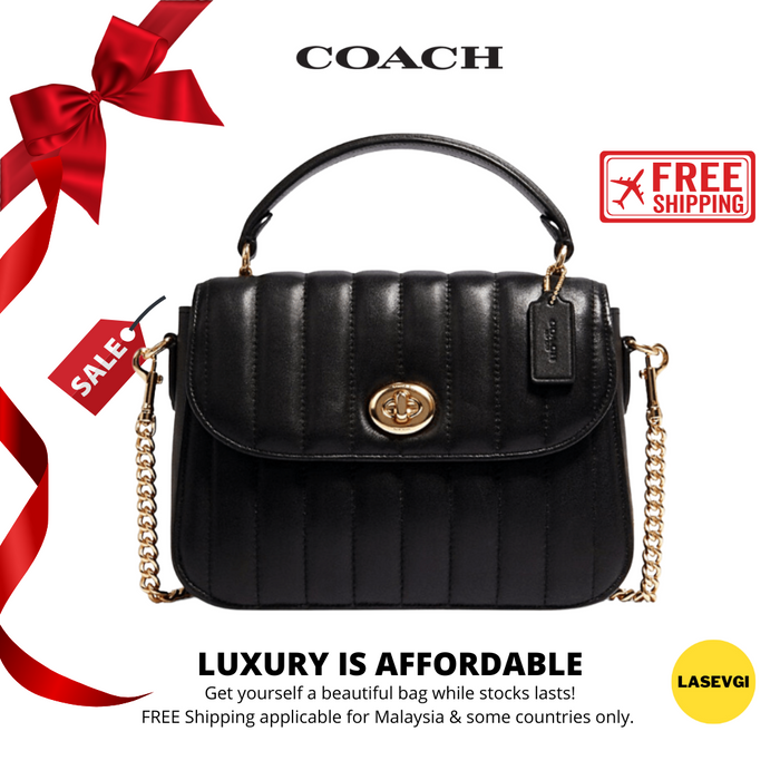 COACH Marlie Top Handle Satchel with Quilting Black