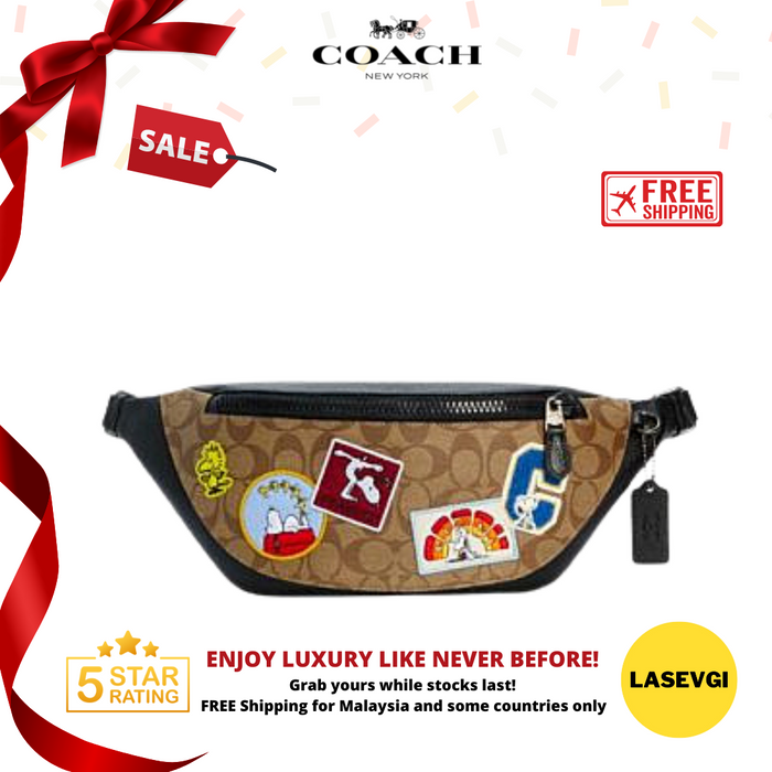 COACH X Peanuts Warren Belt Bag In Signature Canvas With Varsity Patches C4028