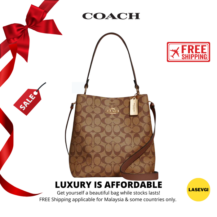 COACH Small Town Bucket Bag in Saddle Brown