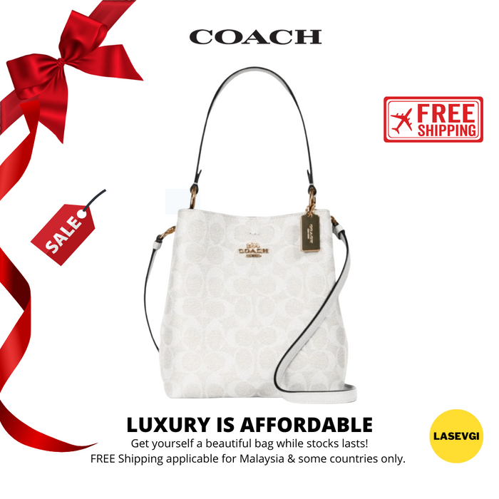 COACH Small Town Bucket Bag in Signature Canvas White/Chalk - www.lasevgi.com