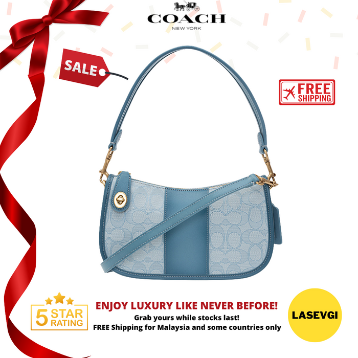 COACH Signature Swinger Bag-Light Blue