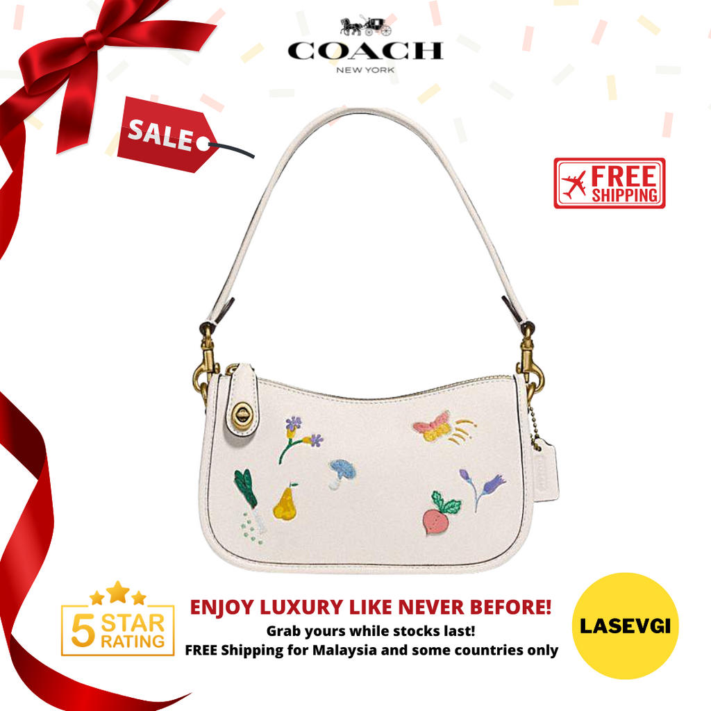 Swinger bag with garden embroidery coach Clearance