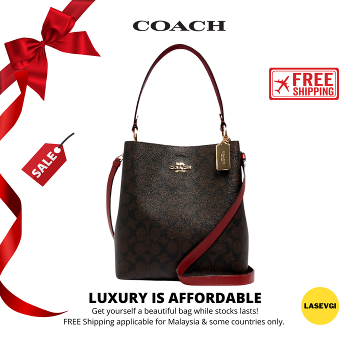 COACH Small Town Bucket Bag in Coffee Red brown 1941 red