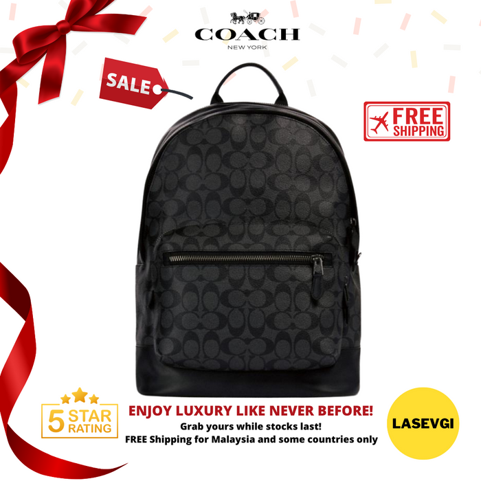 COACH West Backpack in Signature Canvas Charcoal Black - www.lasevgi.com
