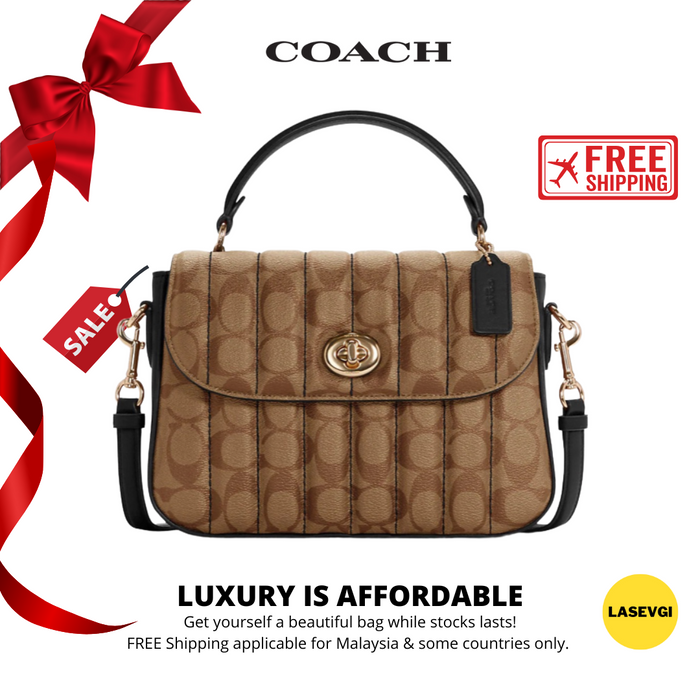 COACH Marlie Top Handle Satchel with Quilting Khaki