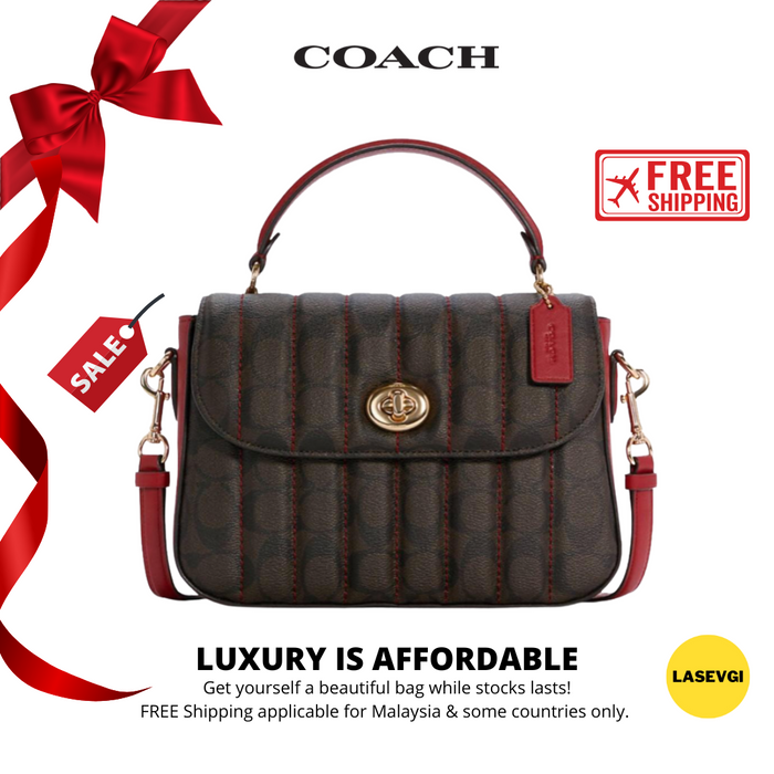 COACH Marlie Top Handle Satchel with Quilting Maroon