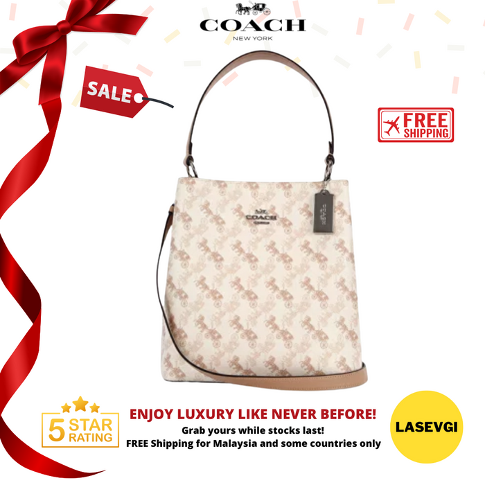 COACH Town Bucket Bag Horse and carriage print in Ivory