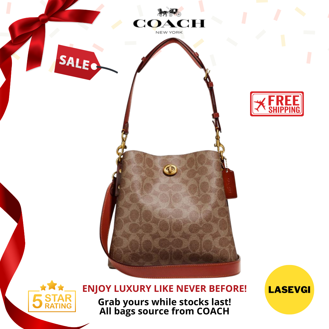 COACH®  Mini Dempsey Bucket Bag In Signature Canvas With Heart And Star  Print