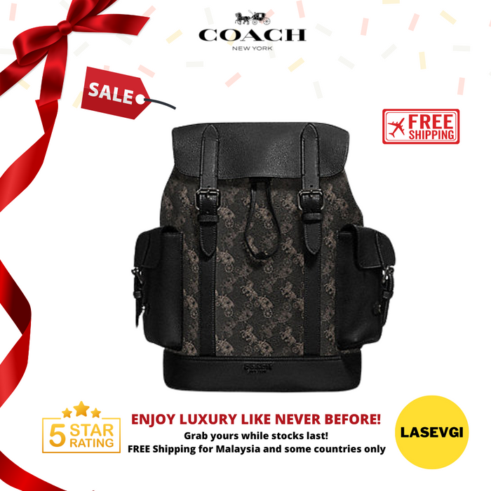 COACH Hudson Backpack With Horse And Carriage Print-Black