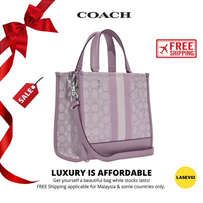 COACH Dempsey Tote 22 In Signature Jacquard With Stripe And Coach Patch/Soft Lilac