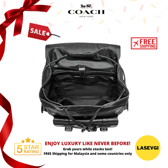 COACH Hudson Backpack In Signature Leather- Embossed Black F50053