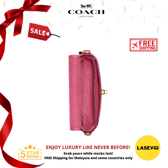 COACH Willow Saddle Bag in Pink Brass Petunia CA094